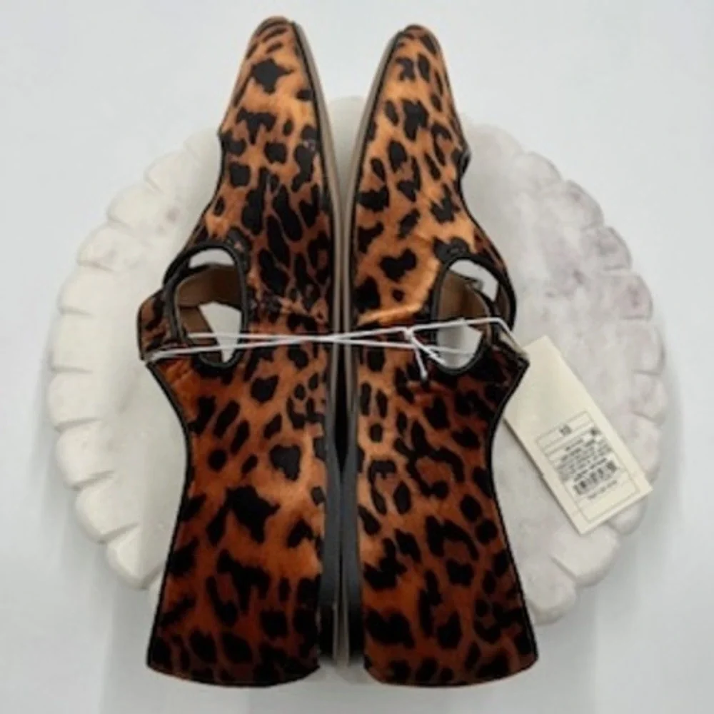 A New Day Womens Leopard Print Crisscross Mary Jane Flats Size‎ 10 NEW